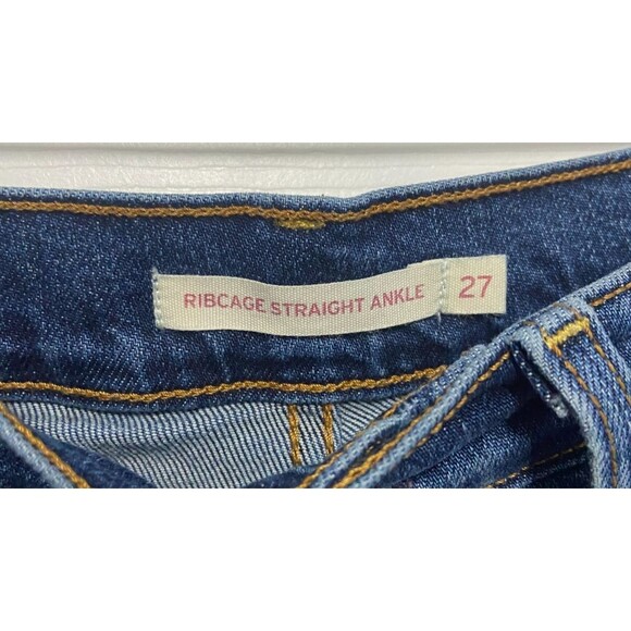 Levi's Jeans Women's 27 On My Honor Blue Denim Ribcage Straight Ankle Button Fly - Picture 11 of 16